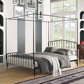 Black Metal Frame Queen Canopy Bed AM914C-85 - The Home Depot | The Home Depot