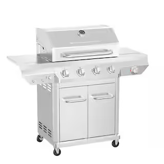 4 Burner Stainless Steel Propane Gas Grill with Side Burner | The Home Depot