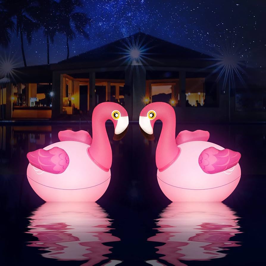 Floating Pool Lights 2PCS, Solar Flamingo Pool Lights for Inground Pools Waterproof, Glow in The ... | Amazon (US)