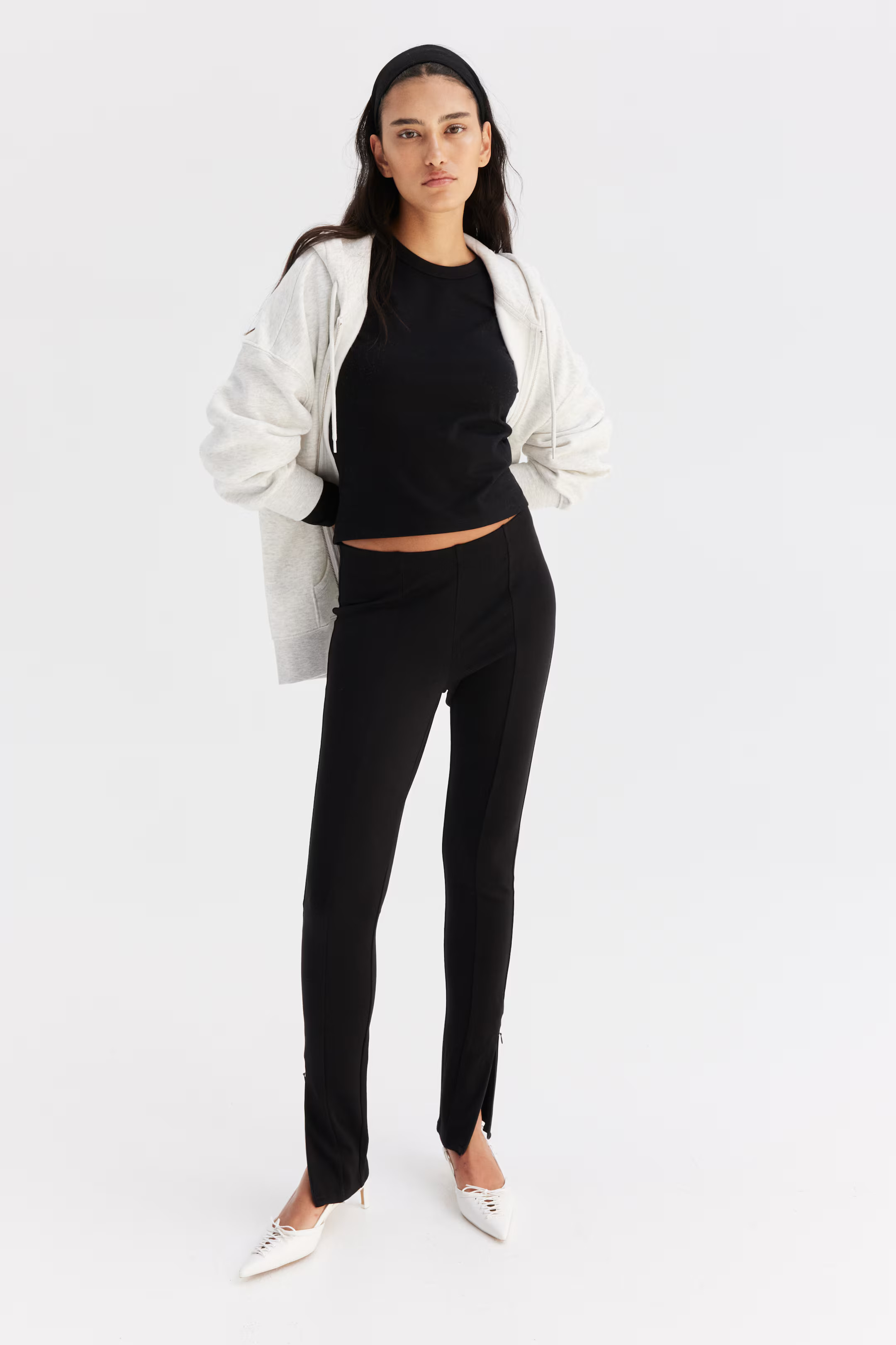 Zip-hem heavy jersey leggings | H&M (UK, MY, IN, SG, PH, TW, HK)