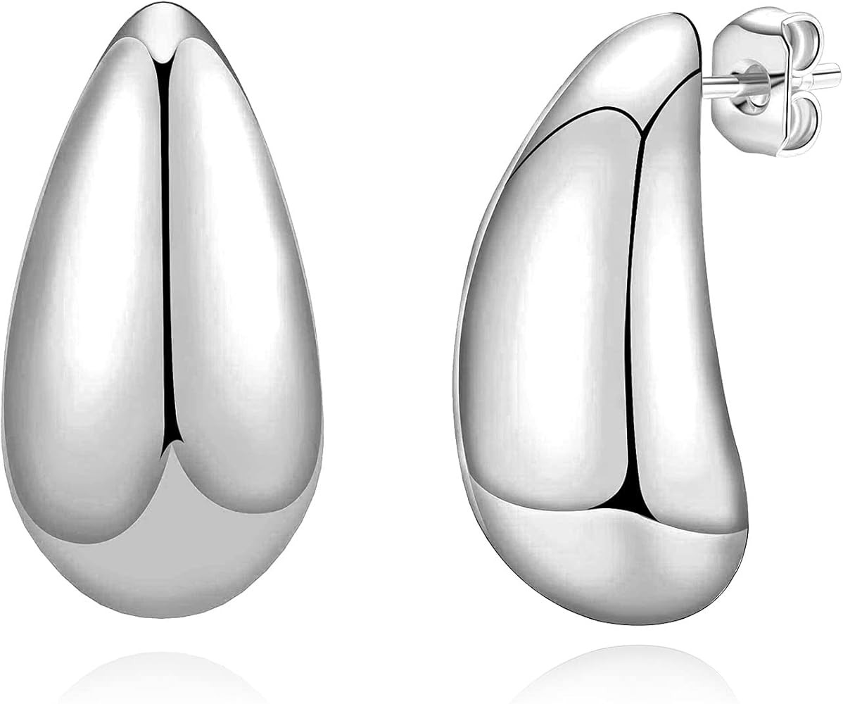 Luxval Earrings for Women Bottega Earring Dupes Lightweight Chunky Gold Hoop Earrings for Women, ... | Amazon (US)