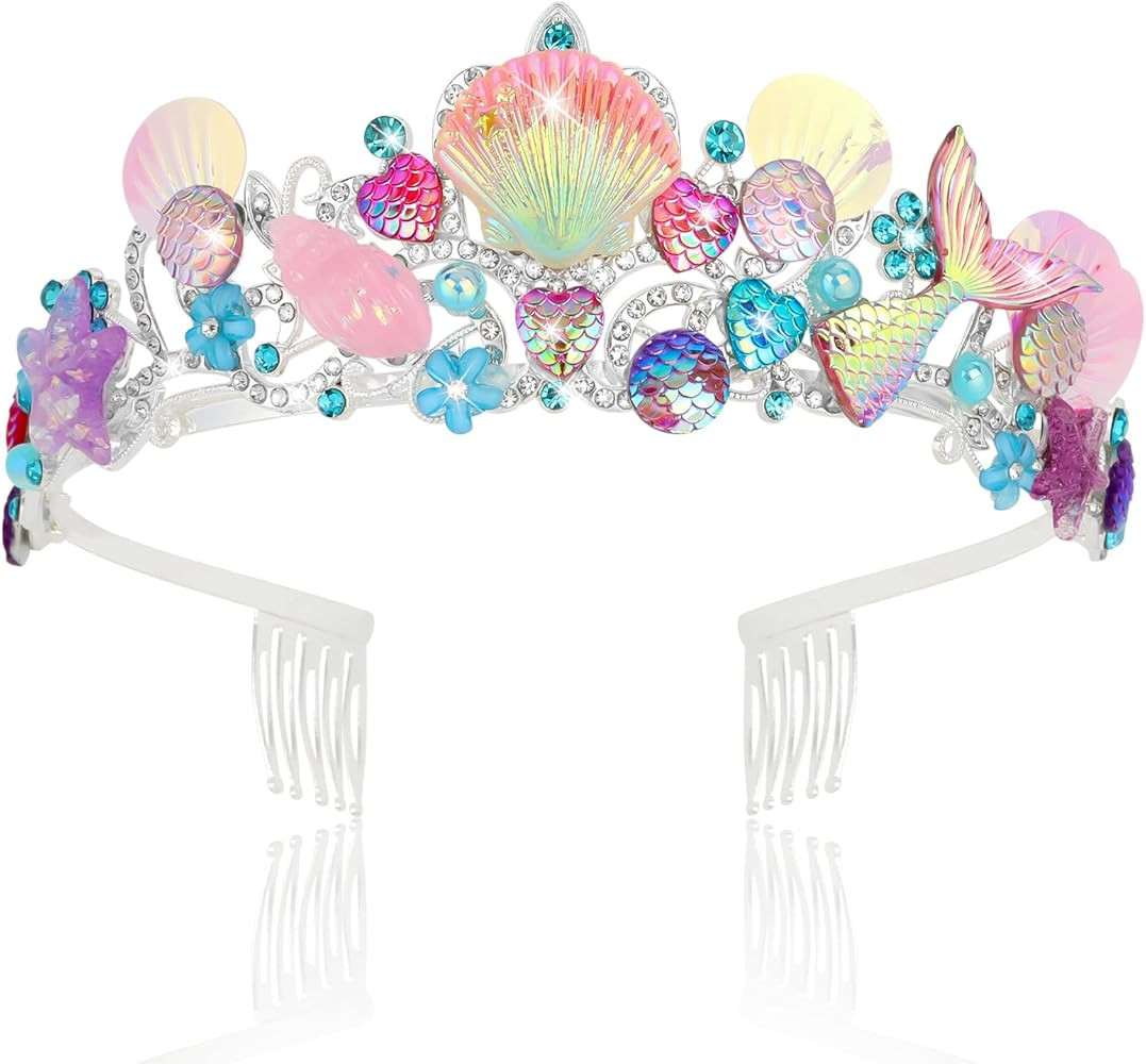 CIEHER Mermaid Tiara for Mermaid Costume Mermaid Birthday Decorations | Amazon (US)