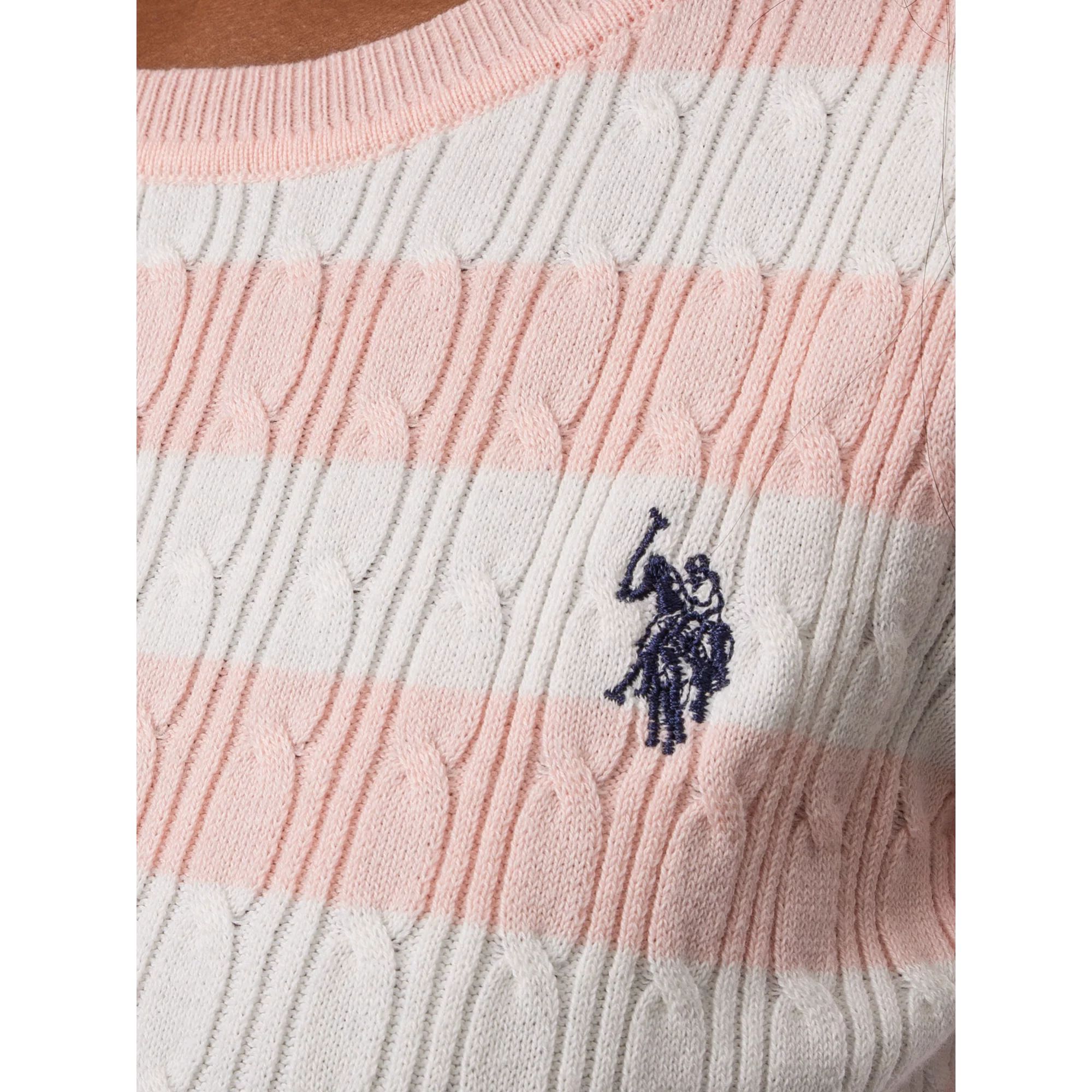 U.S. Polo Assn. Women’s Stripe Crewneck Cable Sweater | Walmart (US)