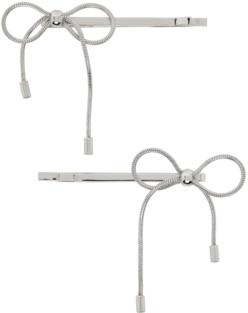 SSENSE Exclusive Silver Bow Hair Clips | SSENSE