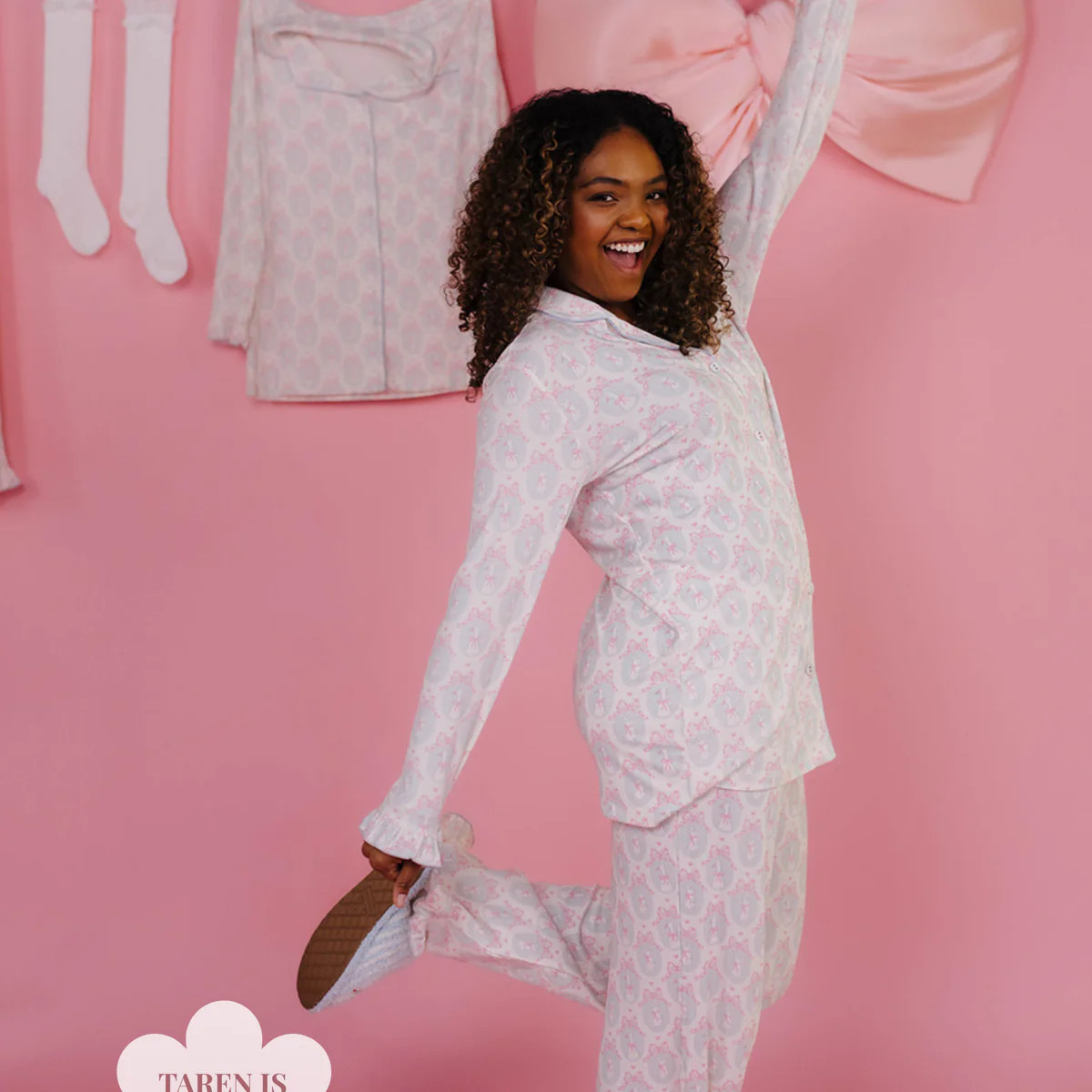 Bunny & Goose Bow Long PJ Set with Ruffles | Staykation