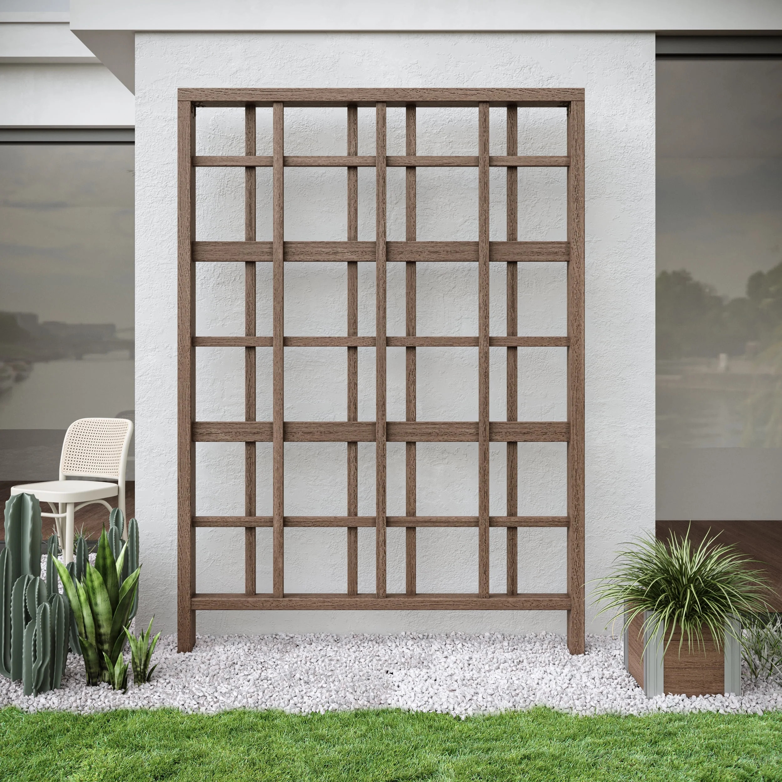 Vita Urbana 60" L x 84" H Modern Vinyl Trellis,Espresso Brown, VT17531 | Walmart (US)