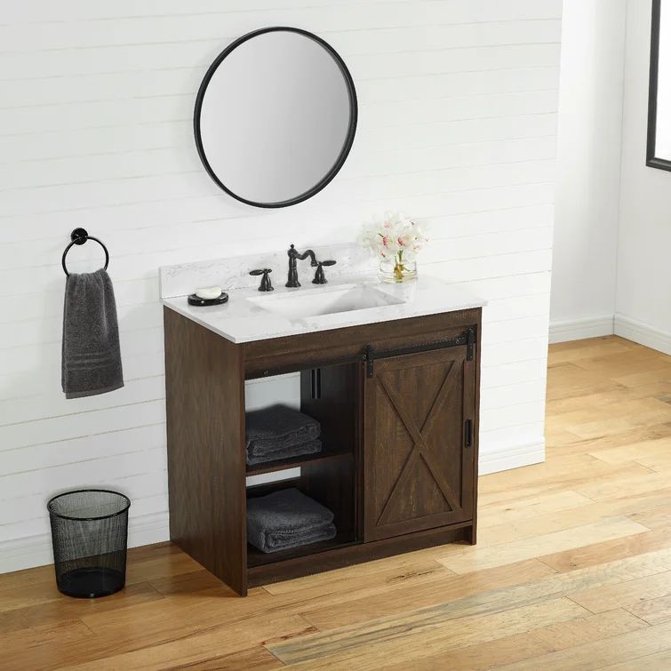 Jillian 36'' Free-standing Single Bathroom Vanity with Engineered Stone Vanity Top | Wayfair North America