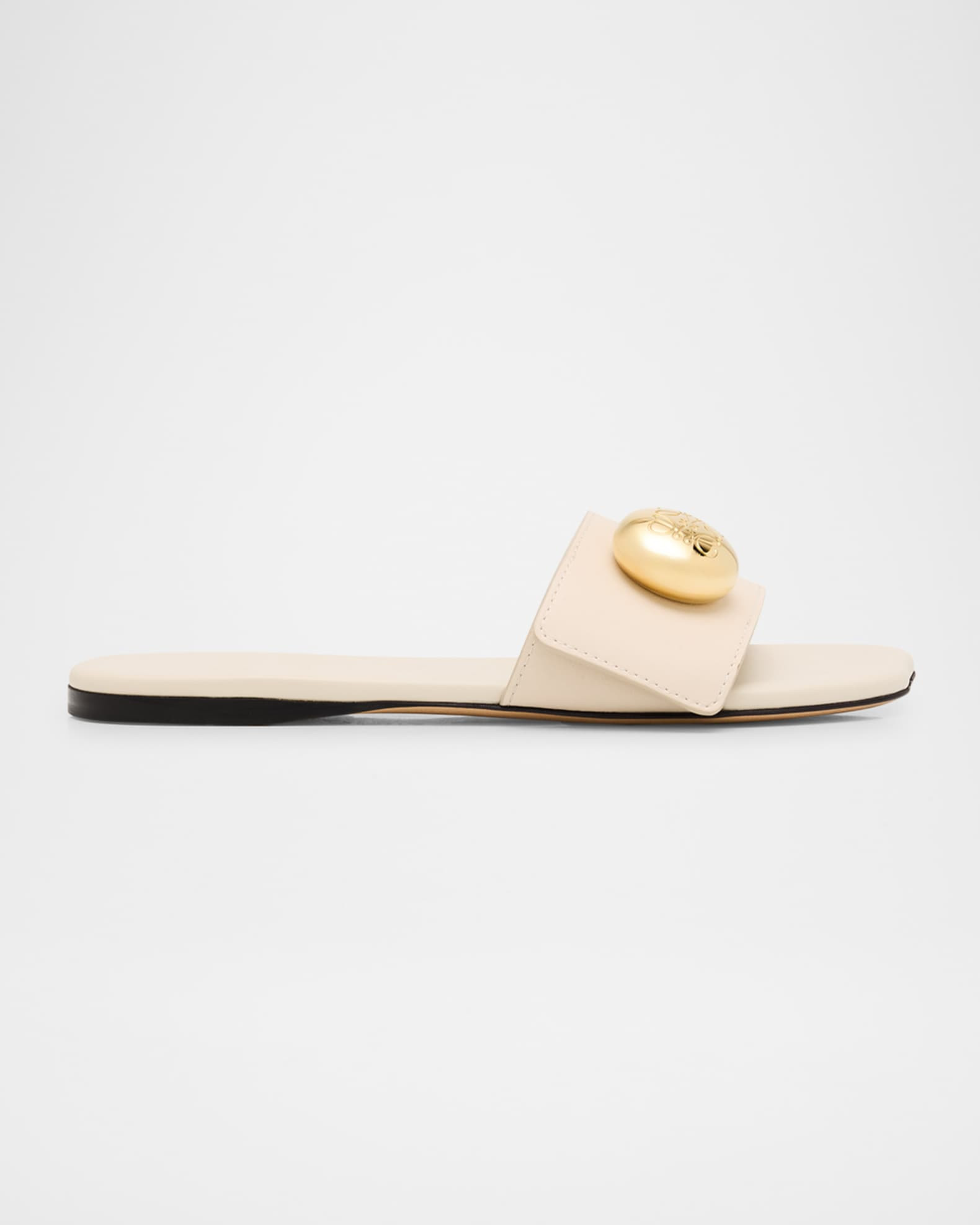 Pebble Leather Slide Sandals | Neiman Marcus
