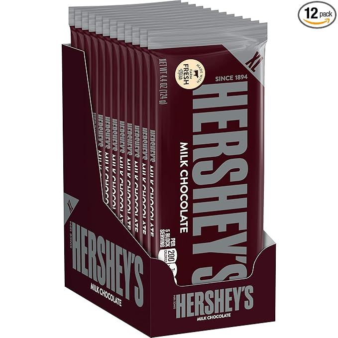 HERSHEY'S Milk Chocolate Bulk Holiday Candy, 4.4 Ounce, Extra Large Bars, 12 Count | Amazon (US)