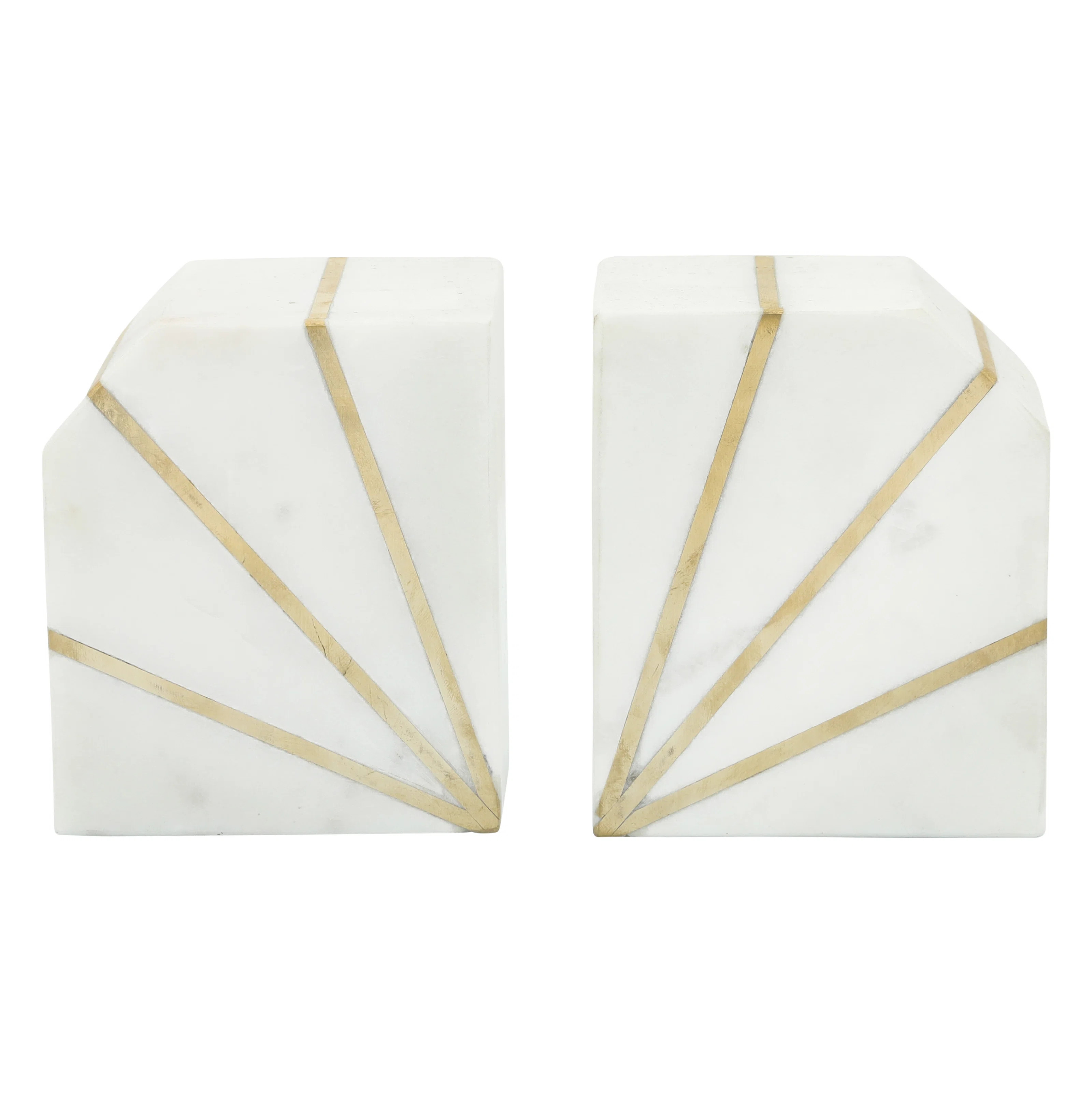 Modern Marble Bookends with Gold Inlay Set of 2 | Wayfair North America