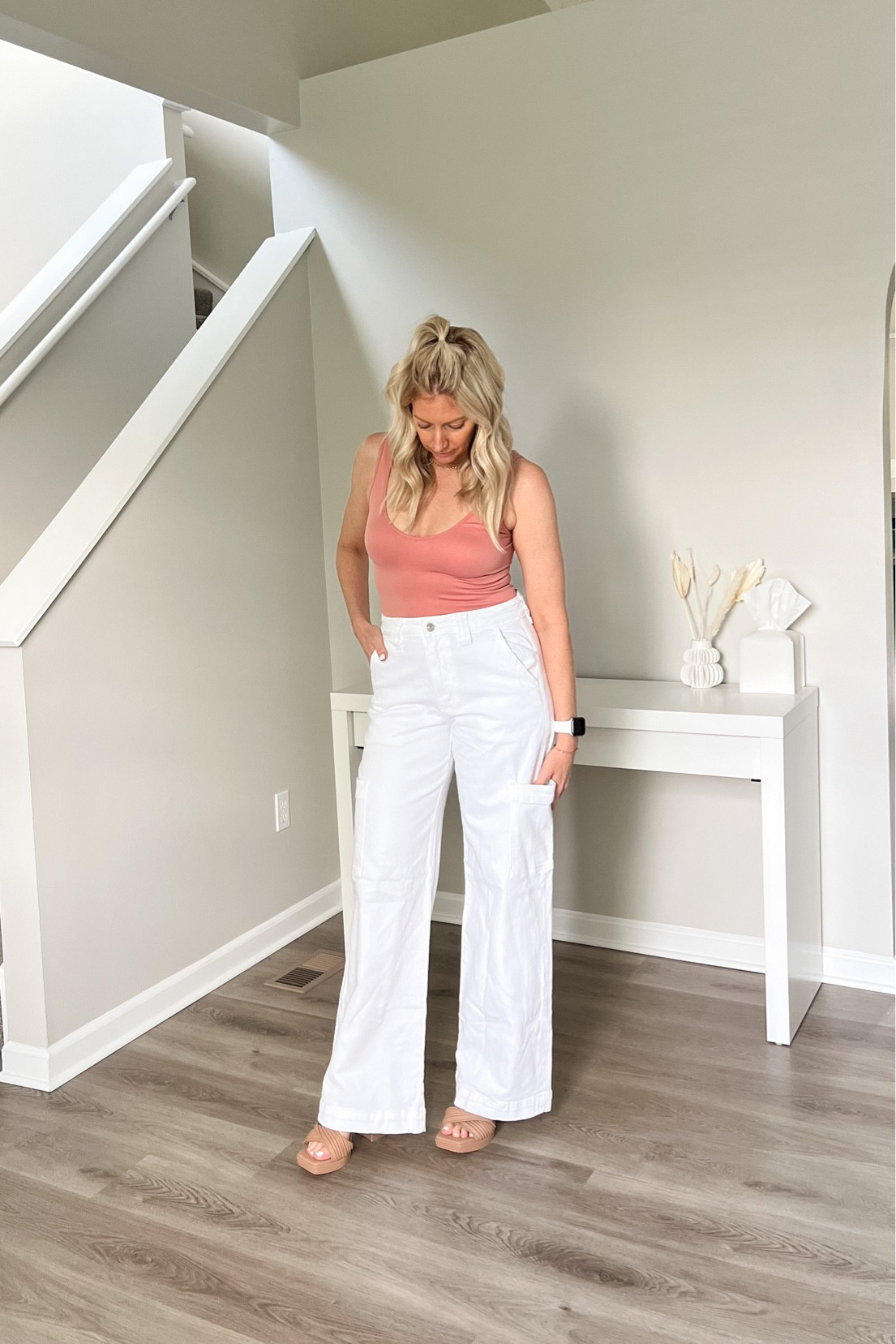 Dolce vita tan overlap block heels paired with white cargo jeans and a bodysuit 

Nordstrom sale

#LTKshoecrush #LTKunder100 #LTKxNSale