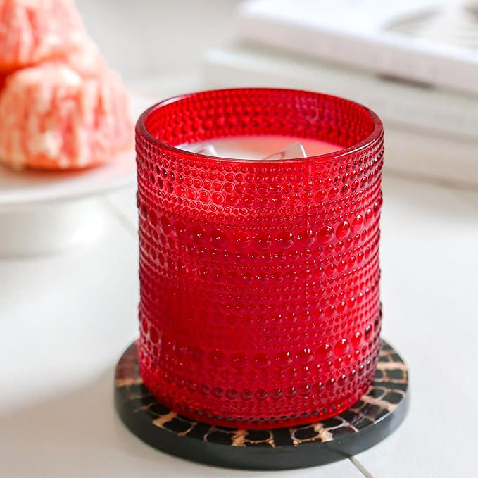 Kate Aspen Red Hobnail Vintage Drinking Glasses Set of 6-10 oz Beaded Glassware for Cocktails, Te... | Amazon (US)