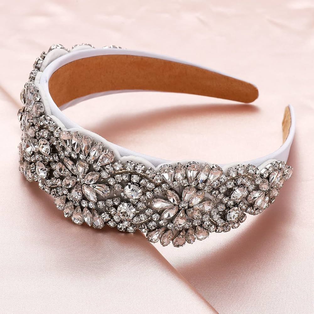 Crystal Headbands for Women's Hairbands Rhinestone Embellished Headbands Pearl Beaded Headbands f... | Amazon (US)