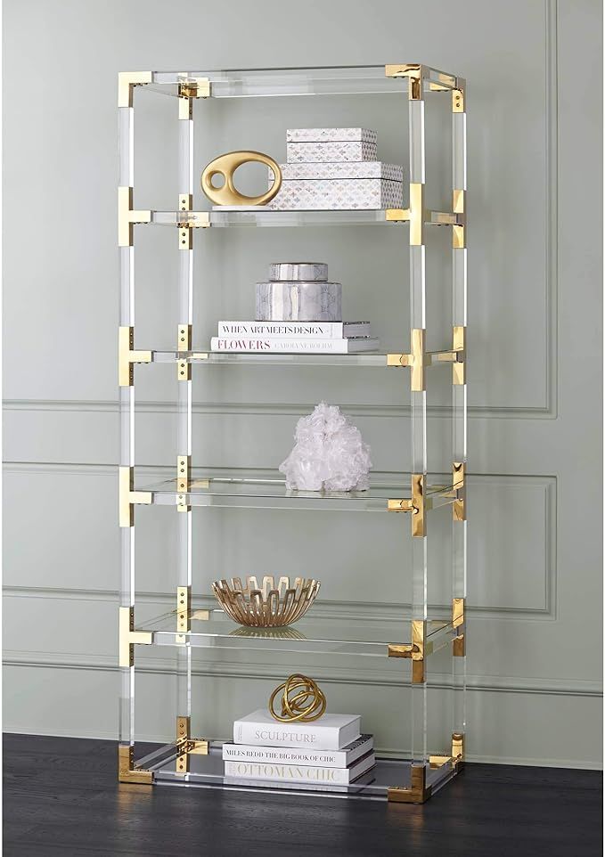 Hanna 70 3/4" Clear Acrylic and Gold 6-Shelf Open Bookcase - 55 Downing Street | Amazon (US)