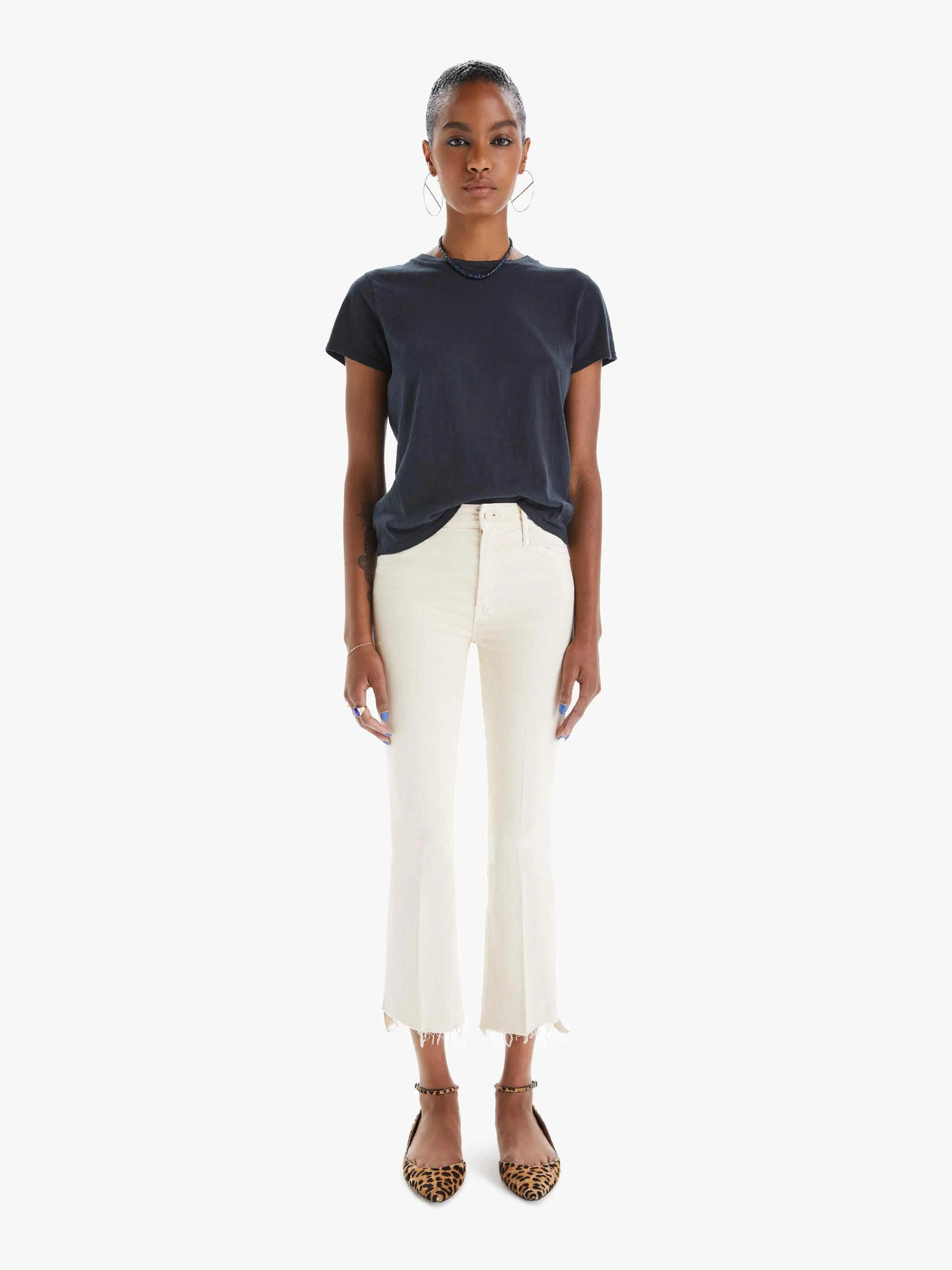 THE INSIDER CROP STEP FRAY CHALK IVORY | Mother Denim
