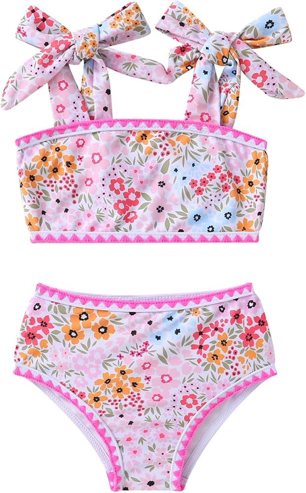 YOUNGER TREE Toddler Girls Two Pieces Swimsuit Color Block Stripe Swimwear Summer Beach Bathing S... | Amazon (US)