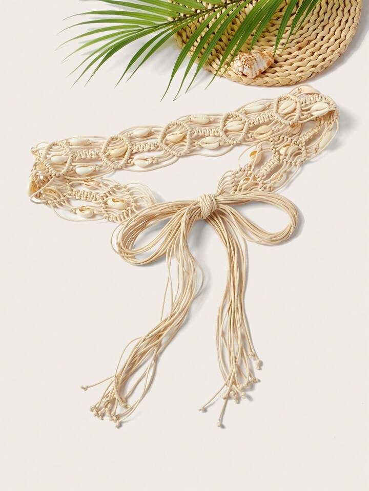 SHEIN VCAY 1pc Women Shell Decor Fashionable Rope Belt For Dress Decoration | SHEIN