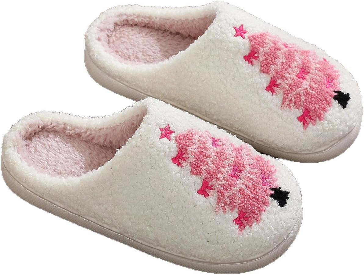 Christmas Slippers for Women and Men 2025 Plush Memory Foam Fluffy Slippers With Thick Bottom Sof... | Amazon (US)