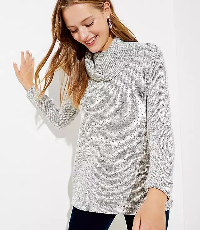 Boucle Cowl Neck Tunic Top | LOFT | LOFT