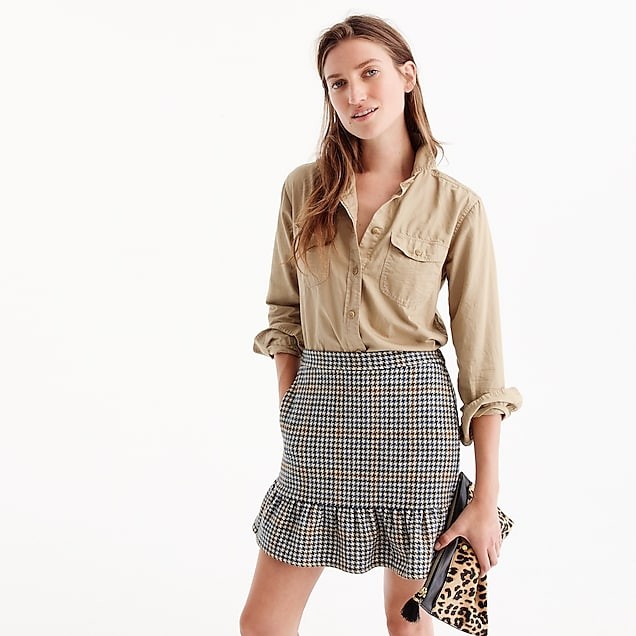 Ruffle mini skirt in houndstooth | J.Crew US