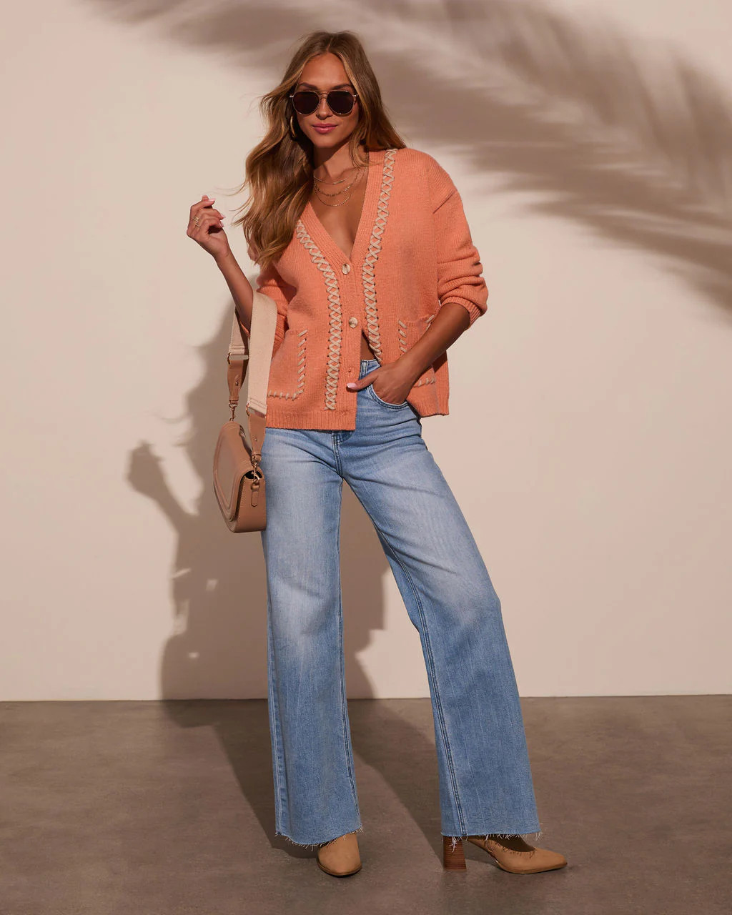 Slow Sips Contrast Stitch Cardigan | VICI
