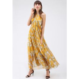 Flower Season Chiffon Maxi Slip Dress in Yellow | Chicwish