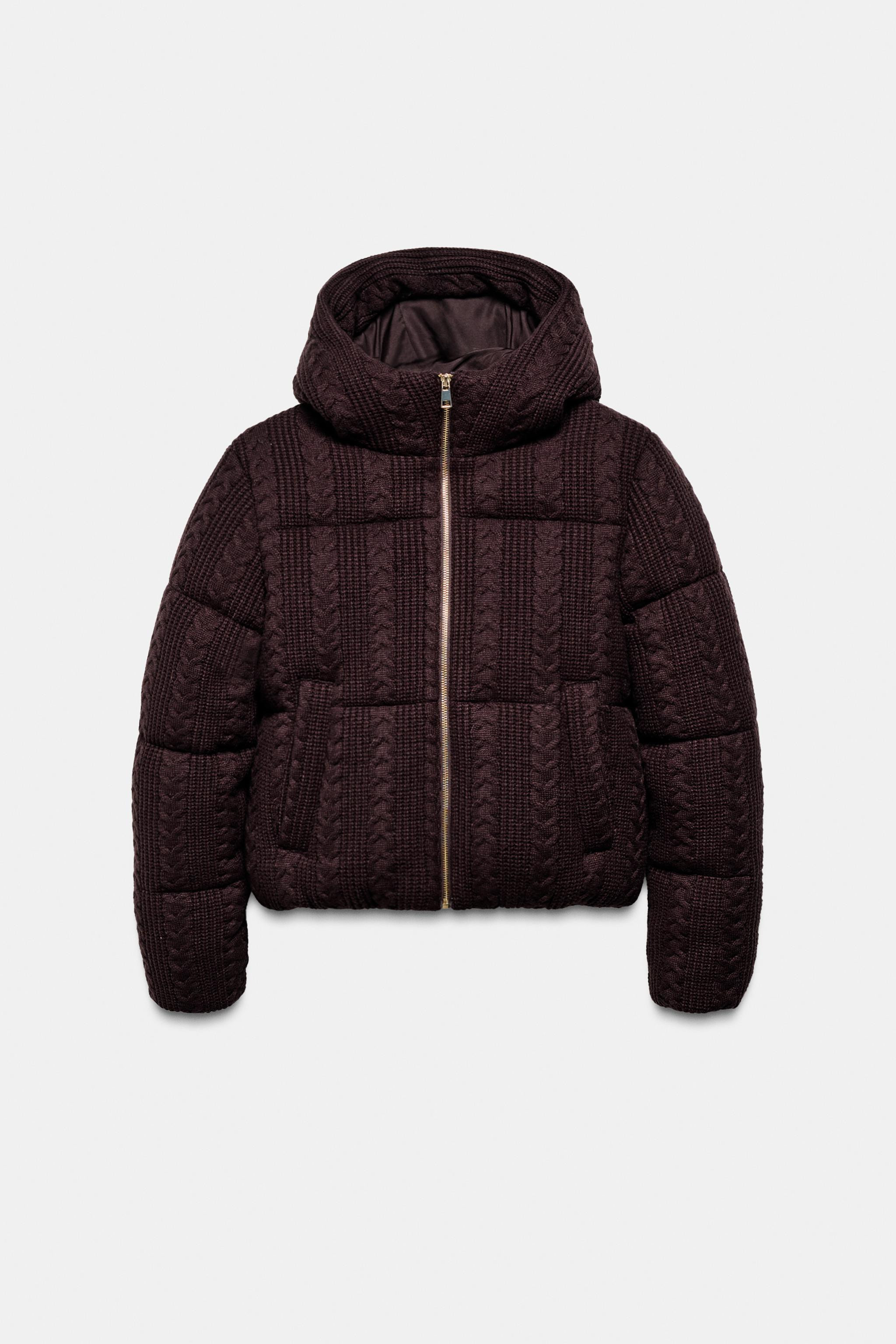 CABLE KNIT HOODED ANORAK | Zara US
