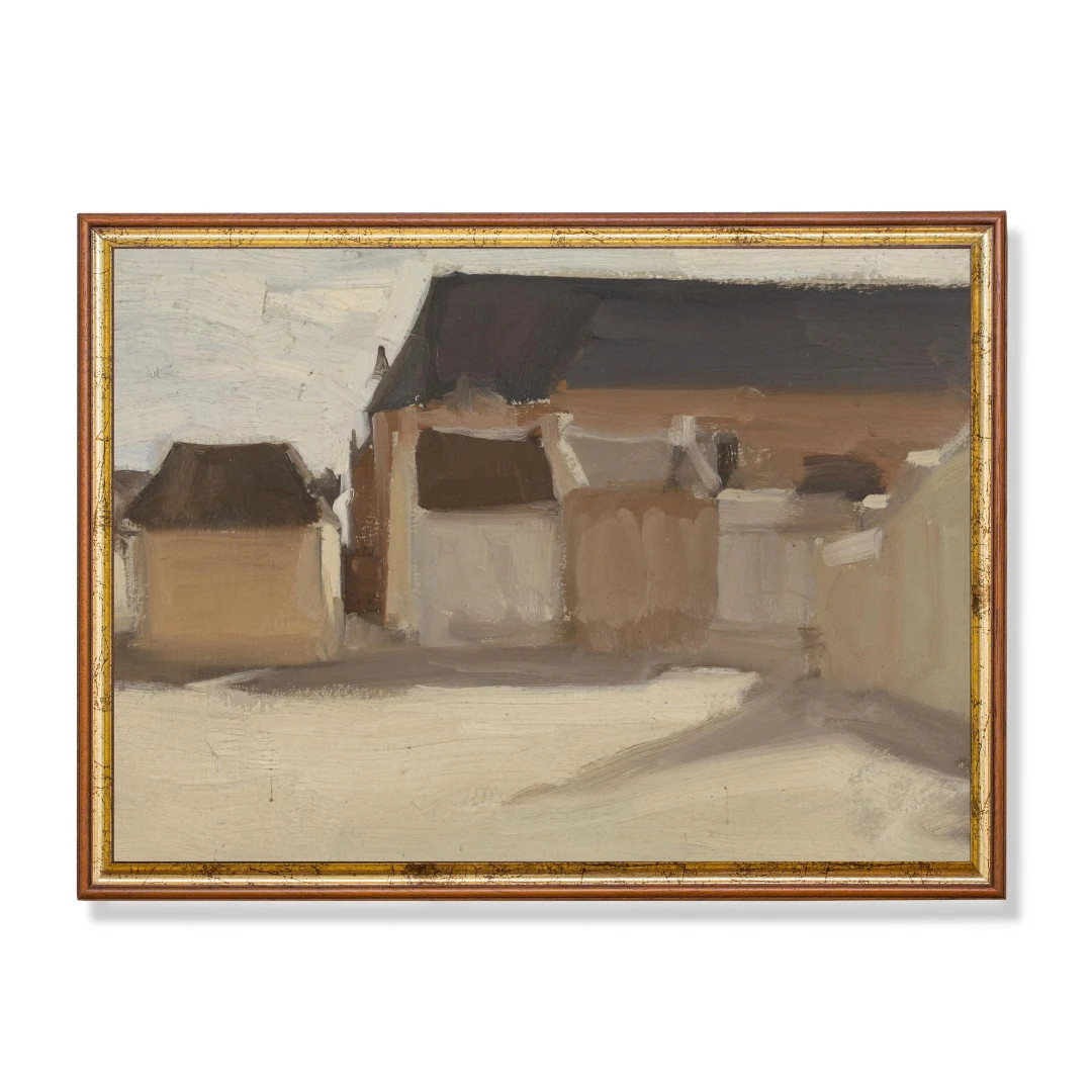 Vintage Landscape Painting | Country Village Houses Print | Antique Farmhouse Decor | Neutral Art... | Etsy (US)