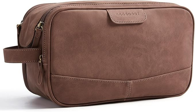 BAGSMART Toiletry Bag for Men, PU Leather Travel Bag for Toiletries, Dopp Kit Water Resistant Sha... | Amazon (US)