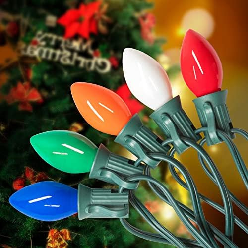 C7 Vintage Christmas Lights Outdoor Multicolor Christmas Tree Lights, 25FT Colorful Christmas Lig... | Amazon (US)