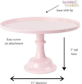11" Baby Pink Plastic Cake Stand | Melamine Wedding Cake Stand | Pretty Cake Stands for Dessert T... | Amazon (US)