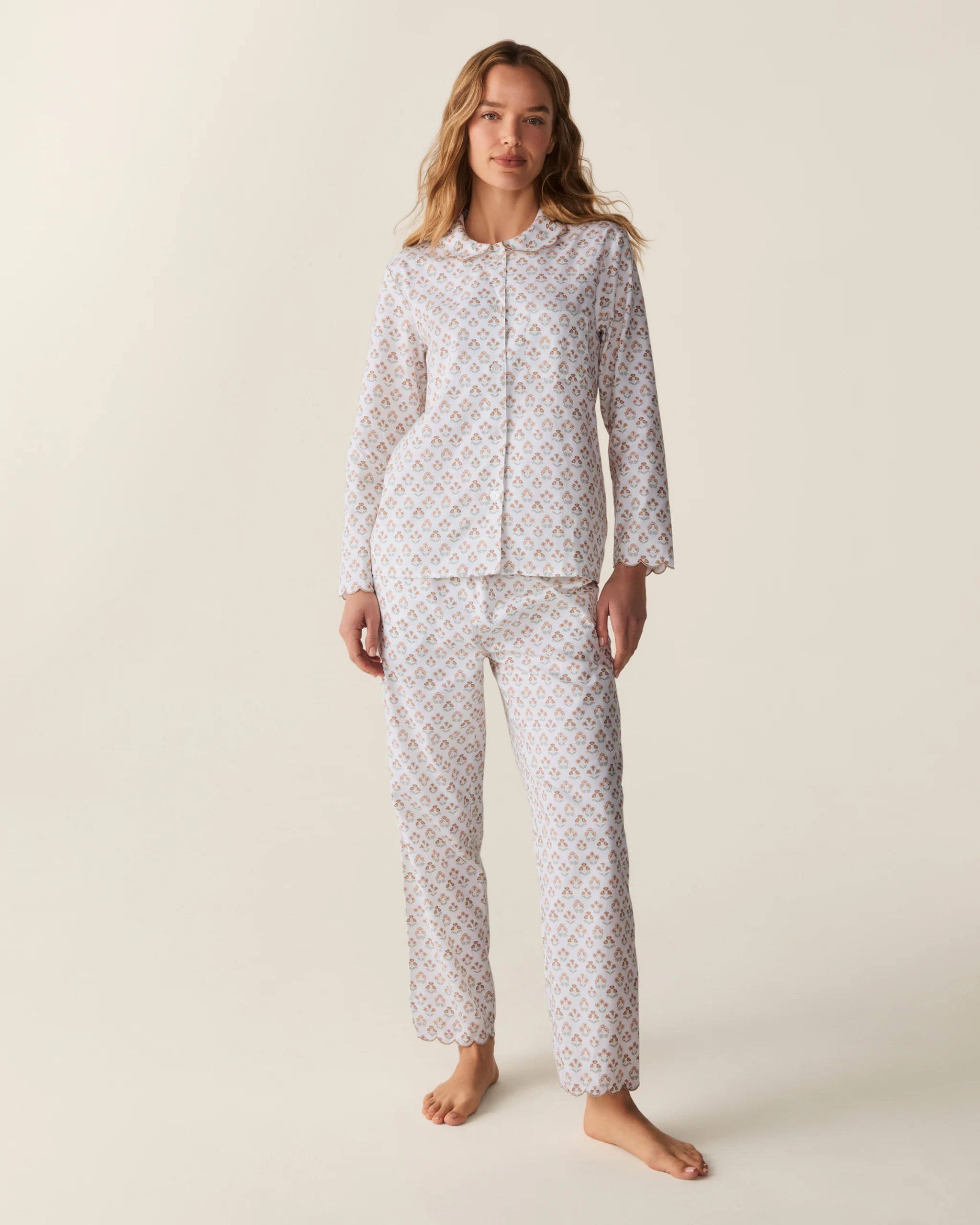 Women's Twill Colette Pajama Set in Estate Garden | Petite Plume