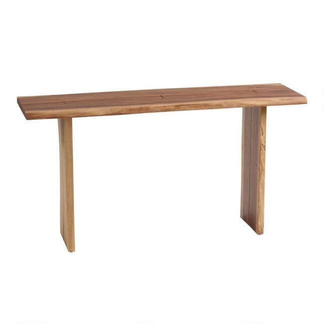 Sansur Rustic Pecan Live Edge Wood Console Table | World Market