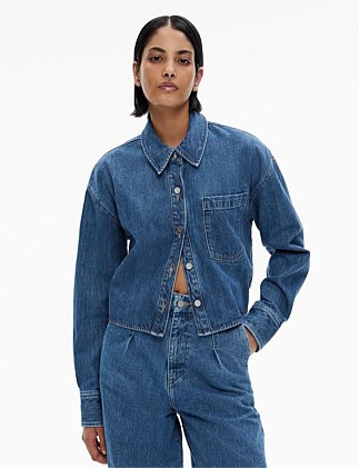 Denim Crop Shacket | David Jones (Australia & New Zealand)