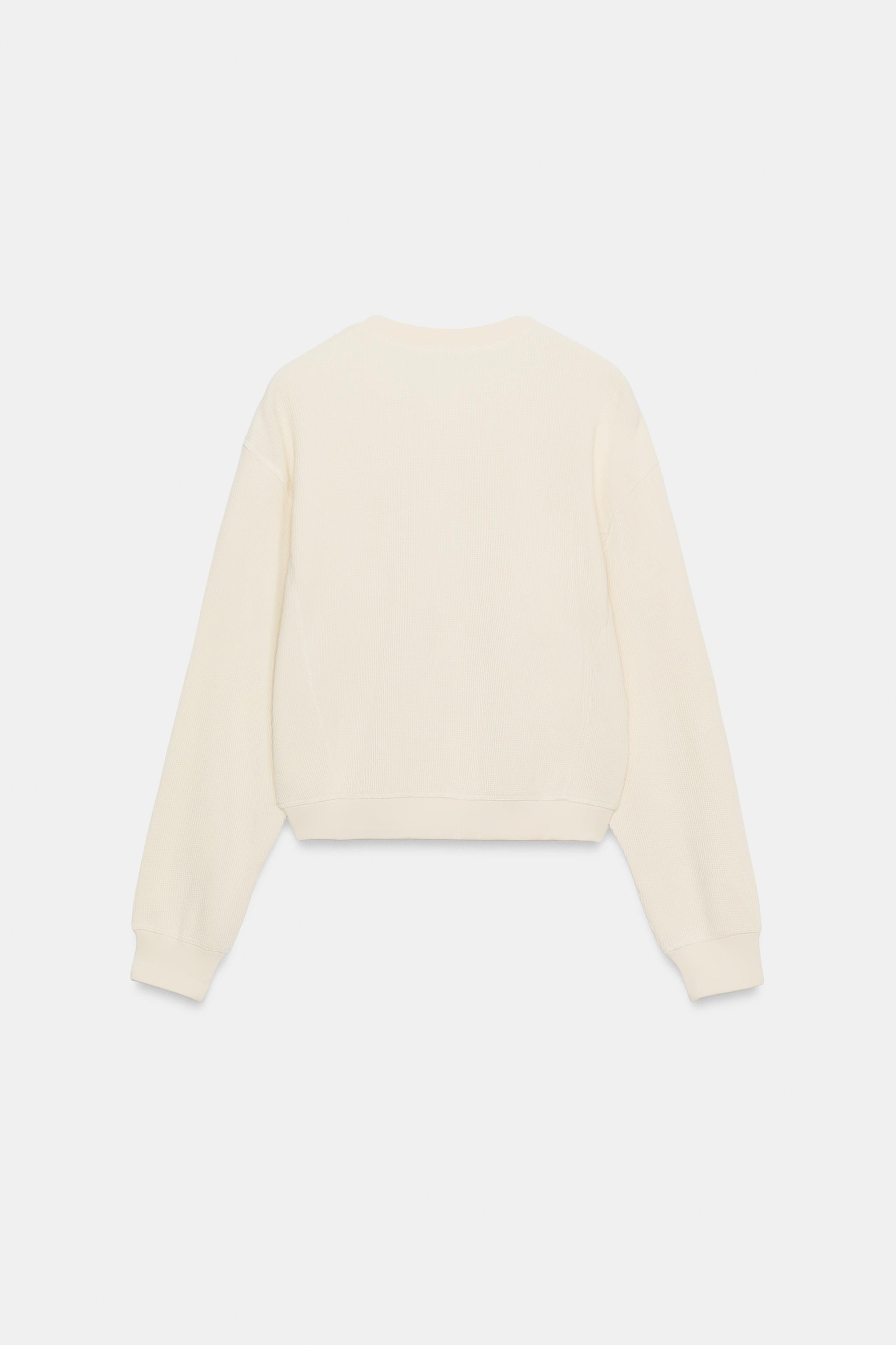 Jumper made from a cotton-spun fabric. Features a round neck and long sleeves with cuffs. Detaile... | Zara UK
