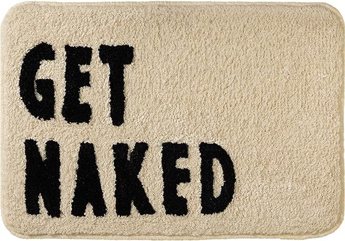 Feblilac Get Naked Bath Mat, Simple Beige Fun Bathroom Rug, Water Absorbent Non-Slip Bathroom Flo... | Amazon (US)