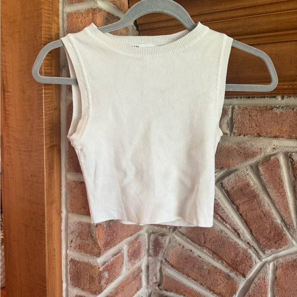 Zara Cream Ribbed Knit Top | Poshmark