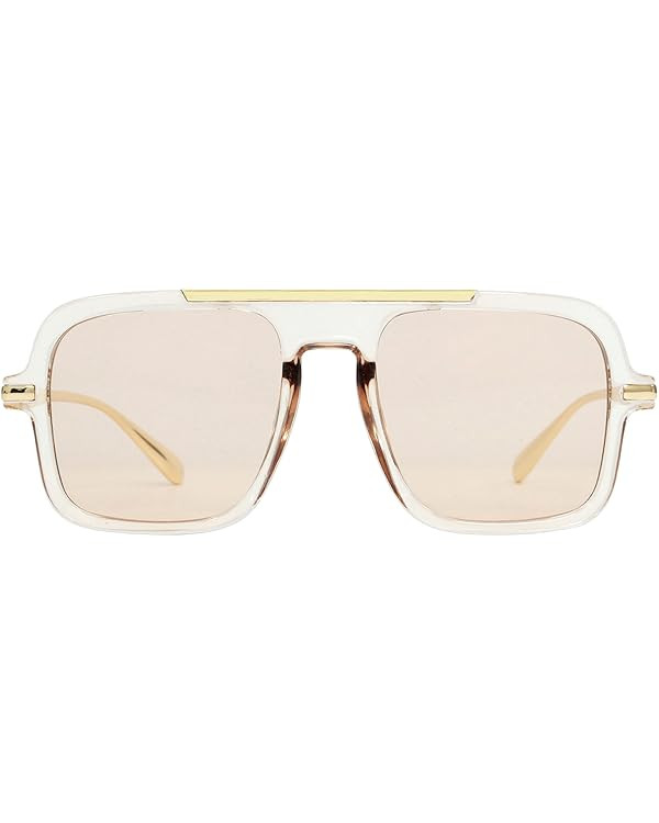 Retro Square Sunglasses for Womens Mens Vintage Oversized Pilot Sun Glasses 70s 80s 90s Shades | Amazon (US)