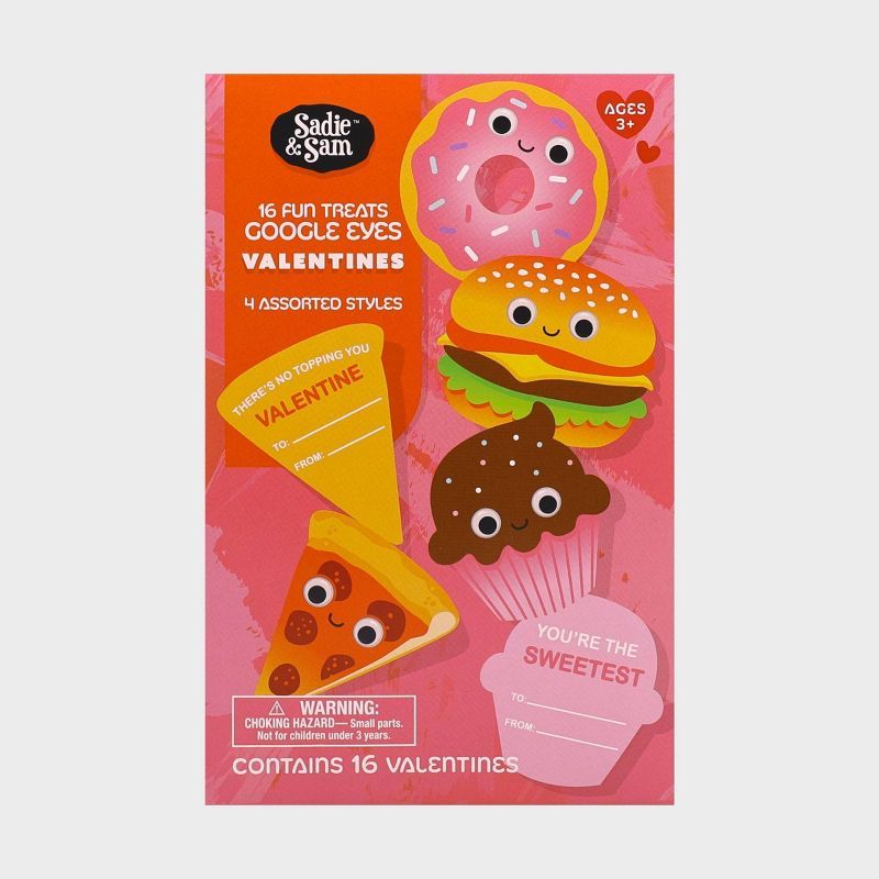 Sadie & Sam 16ct Google Eye Junk Food Valentine's Day Classroom Exchange Cards | Target