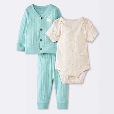 Baby Boys' 3pc Top & Bottom Set - Cloud Island™ Blue/Tan Newborn | Target