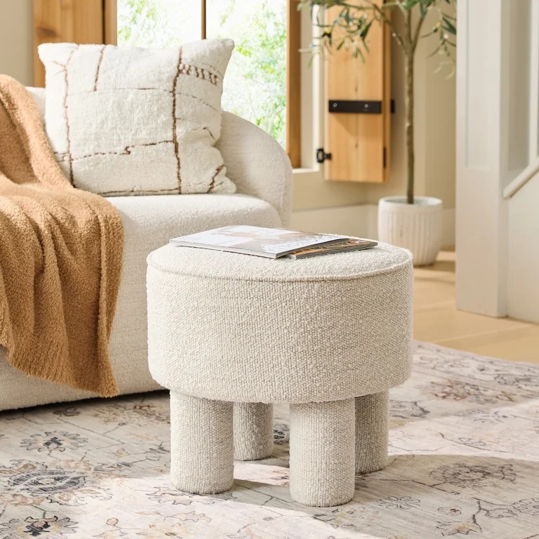 Better Homes & Gardens Adlin Ottoman, Cream Boucle | Walmart (US)