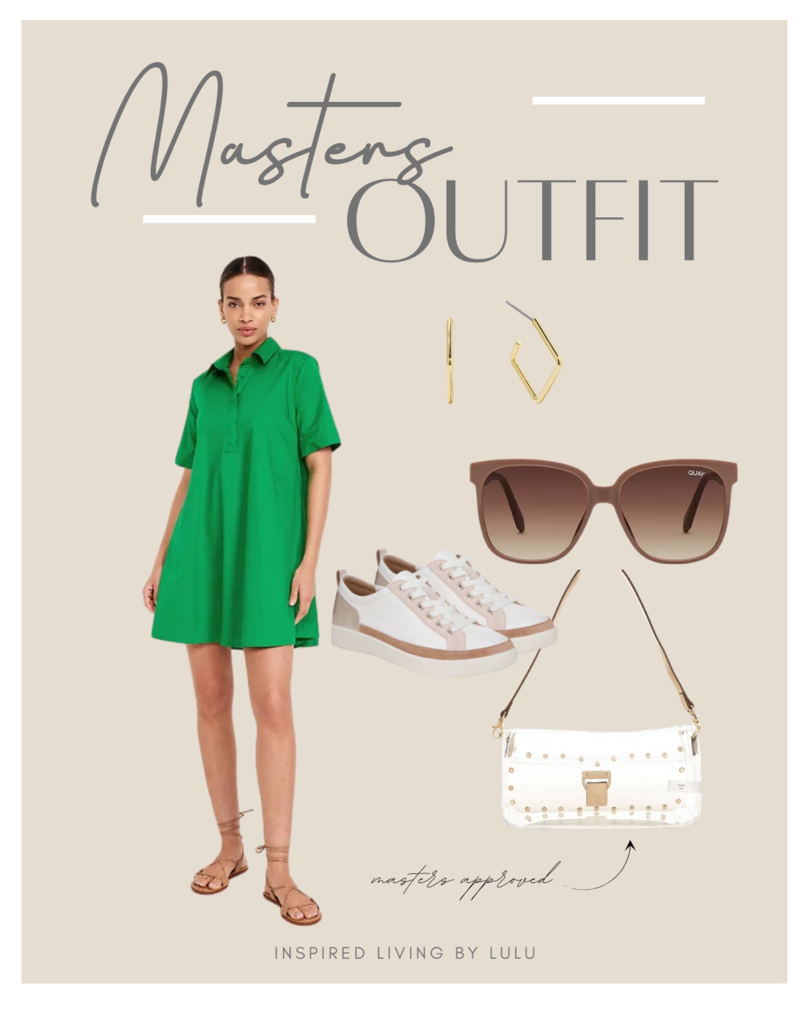 Loving this green dress especially for the price! These Vionic sneakers are super comfy for walking the Masters Tournament. Check out this cute Masters approved clear bag! 

Masters Tournament Outfit | Women’s Golf Tournament Outfit | Cute Golf Outfit | Green Dress | Augusta National | Masters Tournament Party | Quay Sunglasses | Stadium Approved Bag
#masterstournament #masterstournamentoutfit	

#LTKSeasonal #LTKtravel #LTKstyletip