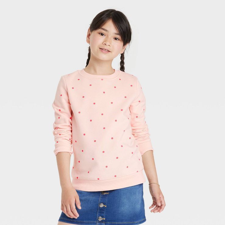Girls' Crewneck Fleece Pullover Sweatshirt - Cat & Jack™ | Target