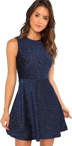 DIDK Women's Sleeveless A Line Fit and Flare Glitter above Knee Party Cocktail Skater Dress | Amazon (US)