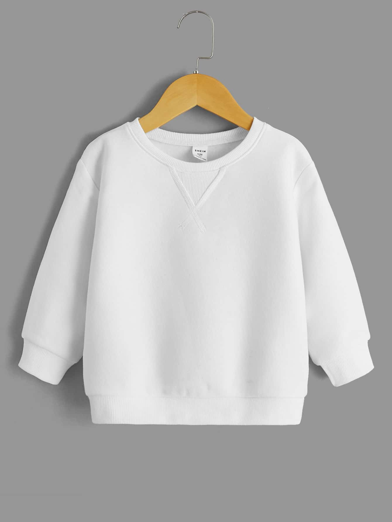 SHEIN Young Boy Crew Neck Solid Color Drop Shoulder Long Sleeve Casual Sweatshirt | SHEIN