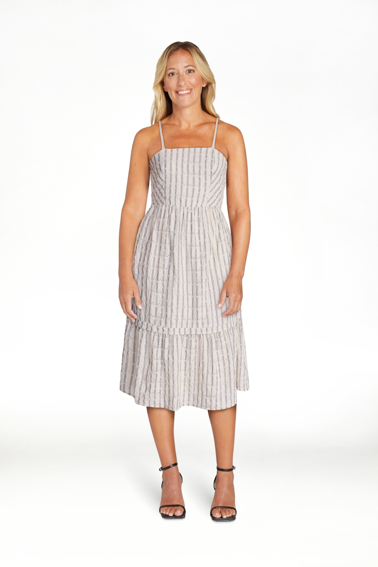 Time and Tru Women's Sleeveless Eyelet Cotton Midi Dress, Sizes XS-XXXL | Walmart (US)