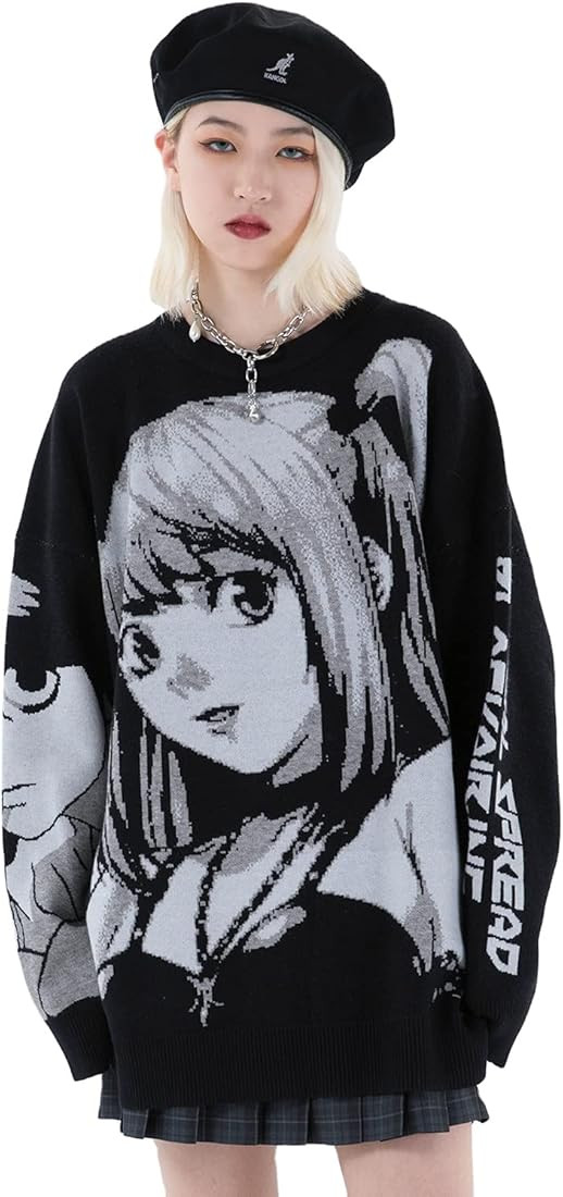 FELLVISHK Anime Girl Figure Sweater Graphic Long Sleeve Oversize Knitwear Sweatshirt Unisex 3D | Amazon (US)