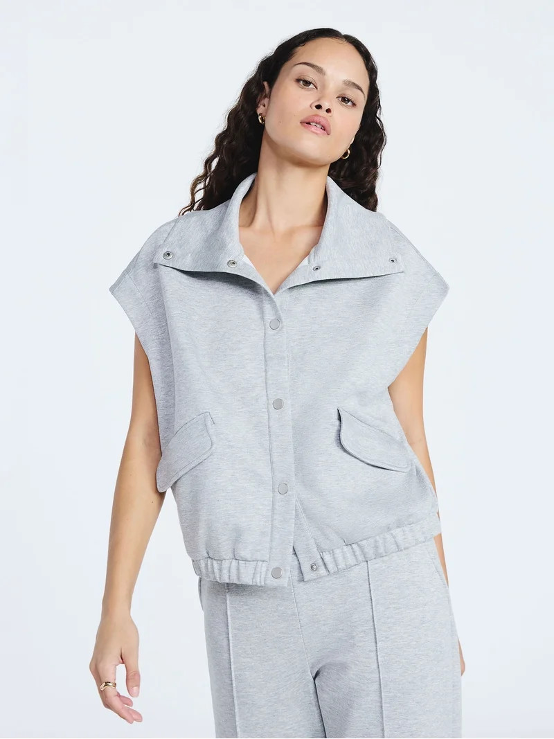 Scoop Women's and Women's Plus New Scubaknit Snap Vest, Sizes XS-4X | Walmart (US)