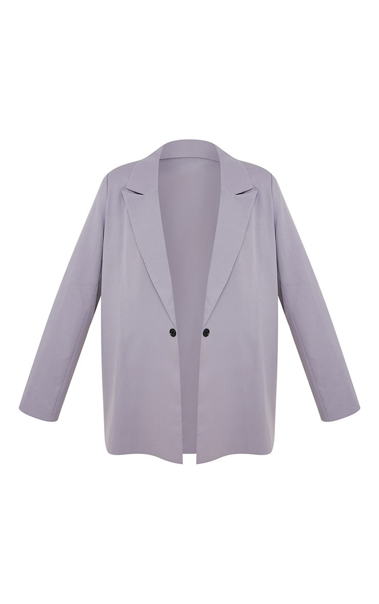 Grey Oversized Drapey Button Detail Blazer | PrettyLittleThing UK