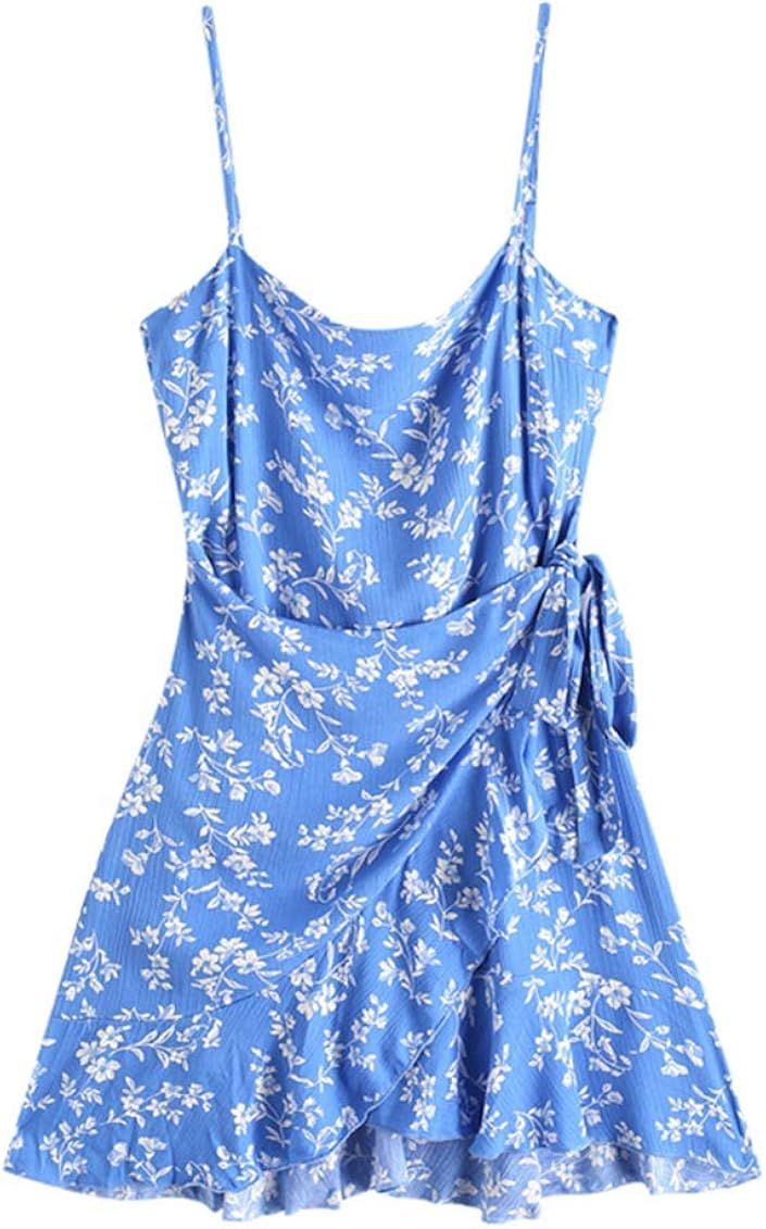 ZAFUL Women's Dress Spaghetti Straps Sleeveless Boho Beach Mini Dress | Amazon (US)